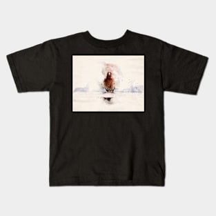 Small Bird on a Ledge Watercolor Portrait Kids T-Shirt